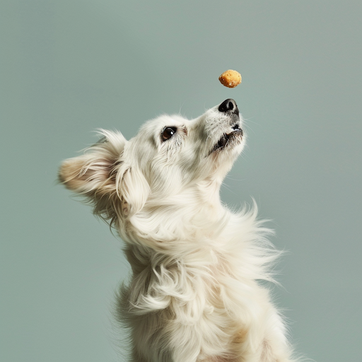 A chihuahua catching a treat